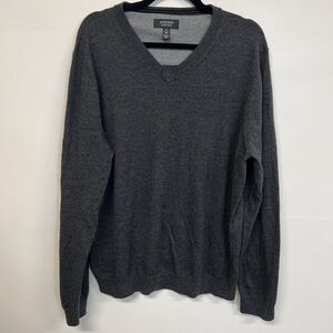 Nordstrom Men’s XL Merino Wool V-Neck Sweater Gray Lightweight Pullover Soft